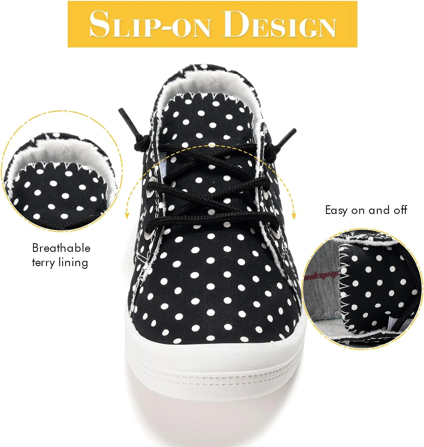 FUNKYMONKEY Shoes for Women, Comfort Low Top Canvas Slip On Sneakers Classic Casual Walking Shoes
