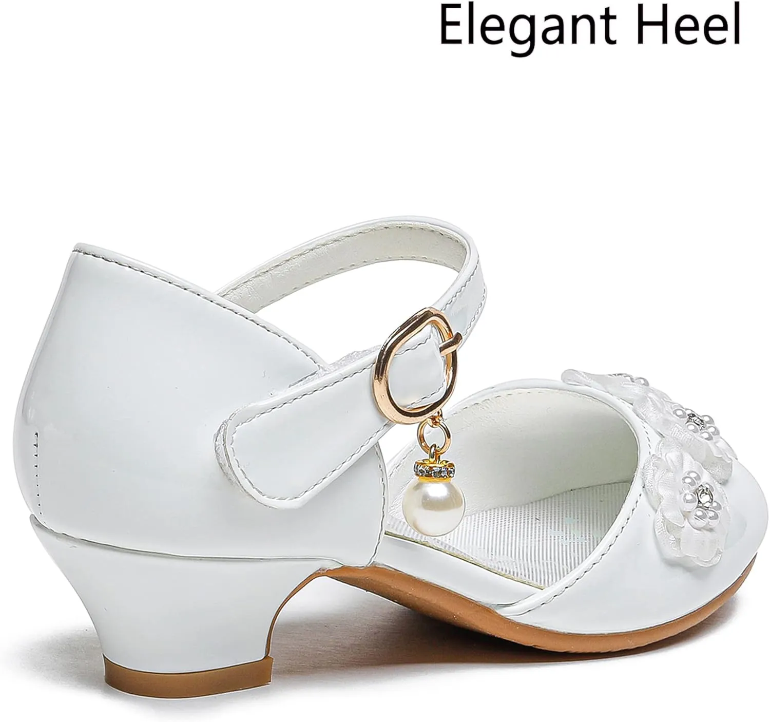 Furdeour Girls Dress Shoes Flower Girl Shoes Girls High Heels Closed Toe Wedding Party School Toddler Little Big Kid