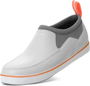 Furuian Men's Deck Shoes, Short Deck Boots Rain Boots Waterproof Rain Fishing Shoes Slip-on Rubber Loafers Lightweight Shoes for Walk Boating Sailing & Gardening