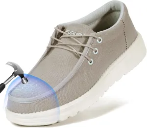 Furuian Steel Toe Shoes for Men Low-top Safety Work Shoes for Men Lightweight Steel Toe Sneakers Comfortable Canvas Work Loafers Zapatos De Trabajo para Hombres