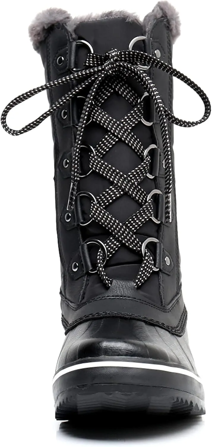 GAWBAW Women's Mid-Calf Waterproof Winter Snow Boots - Warm Faux Fur Lined Duck Boots Cold Weather Lace Up Fashion Boots