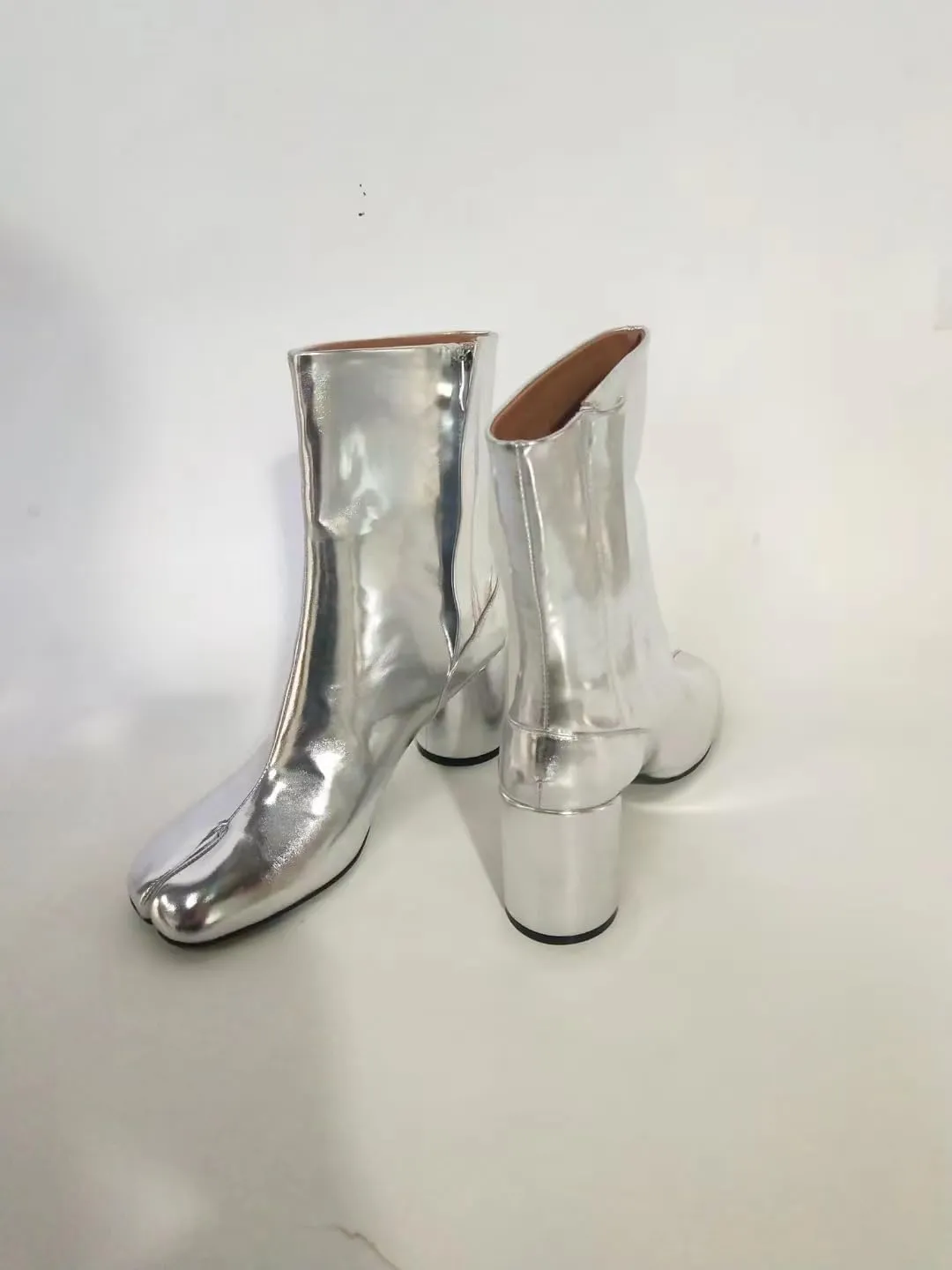 Geerta Tabi Boots Women Ankle Boots Low Heel Block Heels Booties - Low Top Split Toe Shoes Zip Cute Casual Retro Comfortable Walking Lightweight Female Solid All-Match for Daily Wear Beach Travel