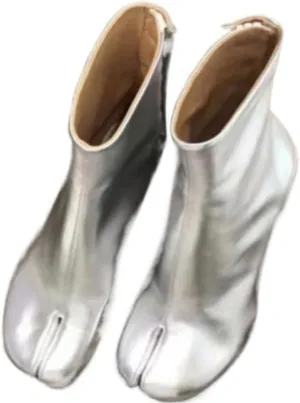 Geerta Tabi Boots Women Ankle Boots Low Heel Block Heels Booties - Low Top Split Toe Shoes Zip Cute Casual Retro Comfortable Walking Lightweight Female Solid All-Match for Daily Wear Beach Travel