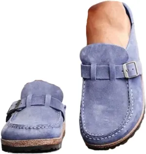Geerta Women's Moccasins Cute Fashion Buckle Decorated Low Top Round Toe Shoes Orthopedic Sandals, Comfortable Cute Casual Lightweight Slip on Shoes, Female Solid All-Match Loafers for Beach Travel