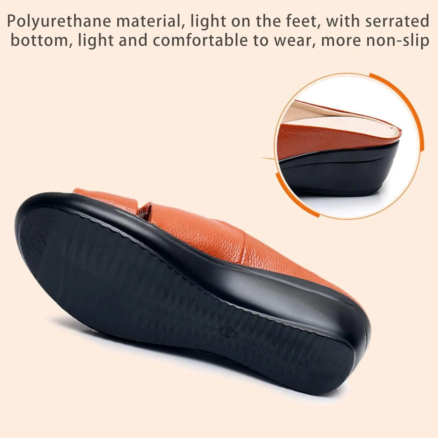 Genuine Leather Orthopedic Walking Wedge Sandals for Women Fashion Lace-up Fish Mouth Slip On Platform Slippers with Comfortable Arch Support