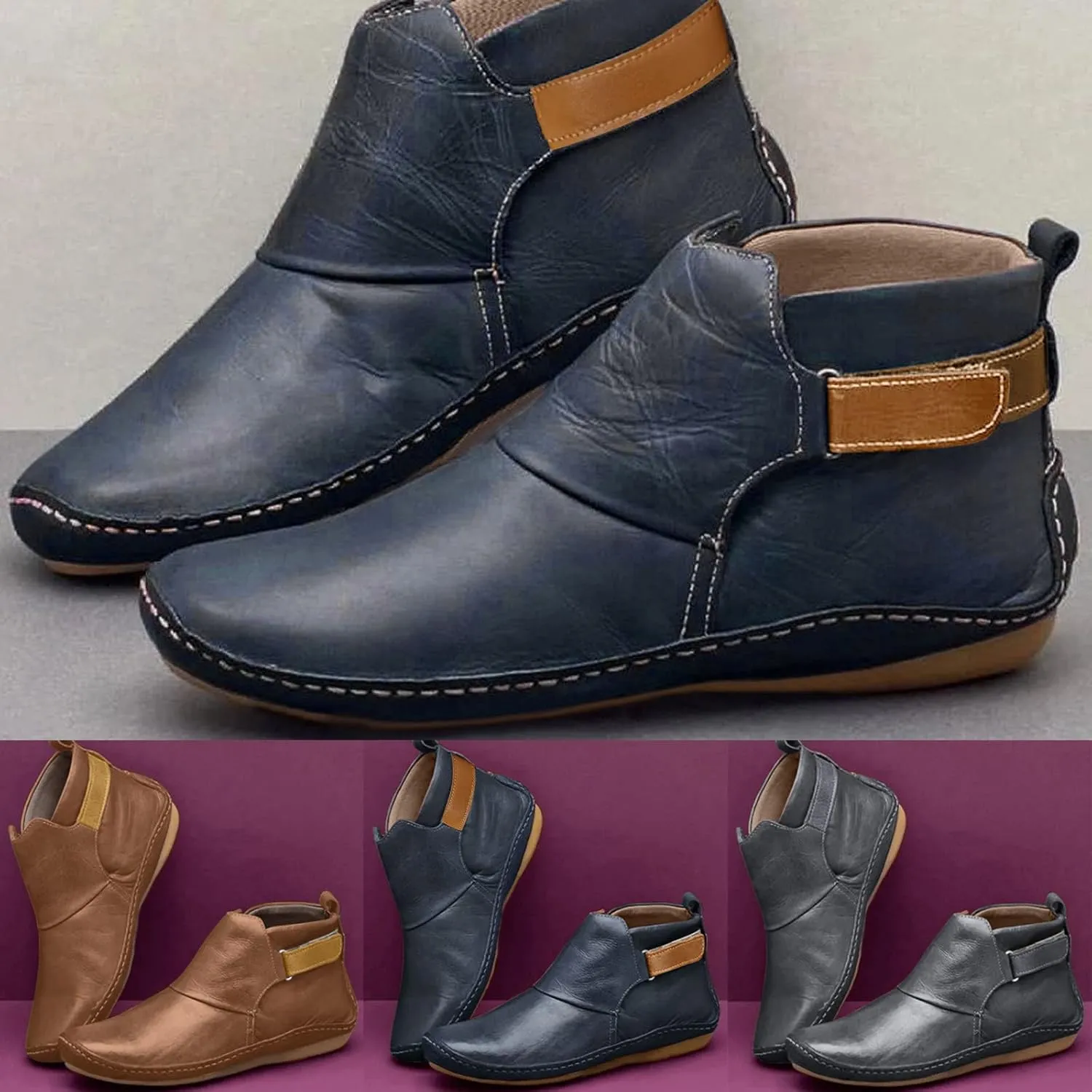 Gibobby Boots for Women Low Heel,Arch Support Booties Casual Flat Platform Short Ankle Boots Everyday Boots for Ladies