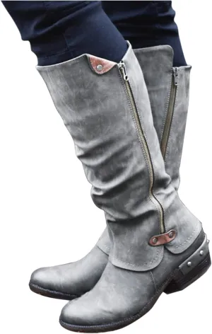 Gibobby Cowboy Boots for Women Low Heel Womens Wedge Ankle Boots V Cut Chunky Heels Tassels Side Zipper Booties 52