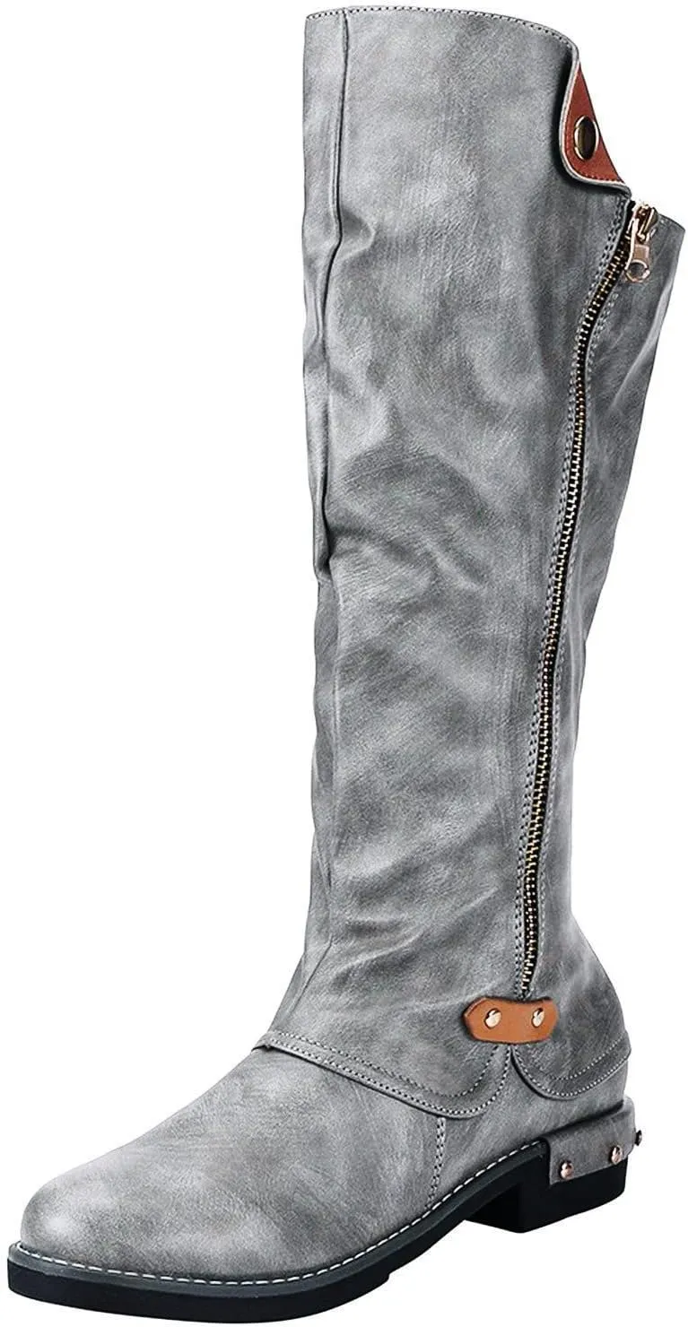 Gibobby Cowboy Boots for Women Low Heel Womens Wedge Ankle Boots V Cut Chunky Heels Tassels Side Zipper Booties 52