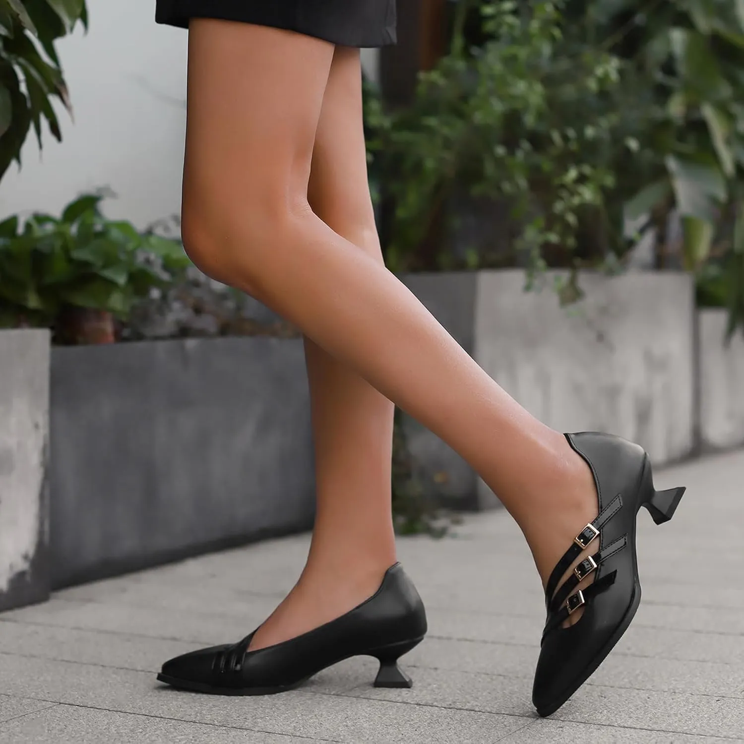 Gicoiz Women Comfy Low Kitten Heel Loafers Office Brogue Pumps