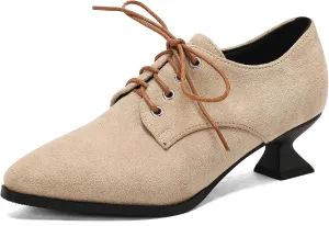 Gicoiz Women Comfy Low Kitten Heel Loafers Office Brogue Pumps