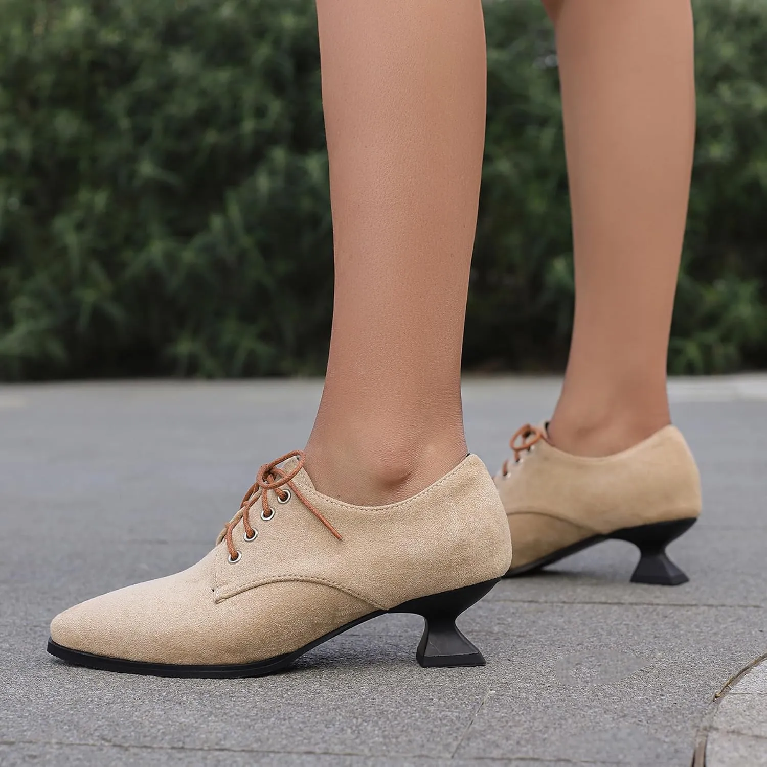 Gicoiz Women Comfy Low Kitten Heel Loafers Office Brogue Pumps
