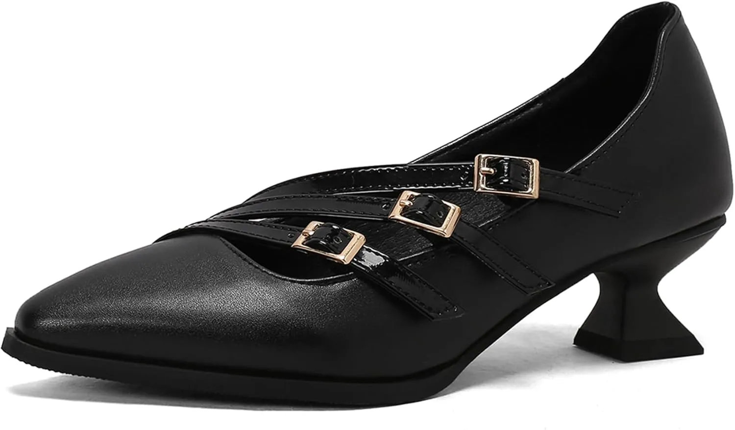 Gicoiz Women Comfy Low Kitten Heel Loafers Office Brogue Pumps