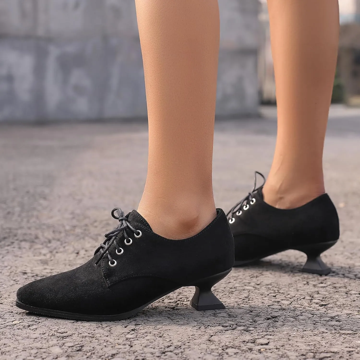 Gicoiz Women Comfy Low Kitten Heel Loafers Office Brogue Pumps