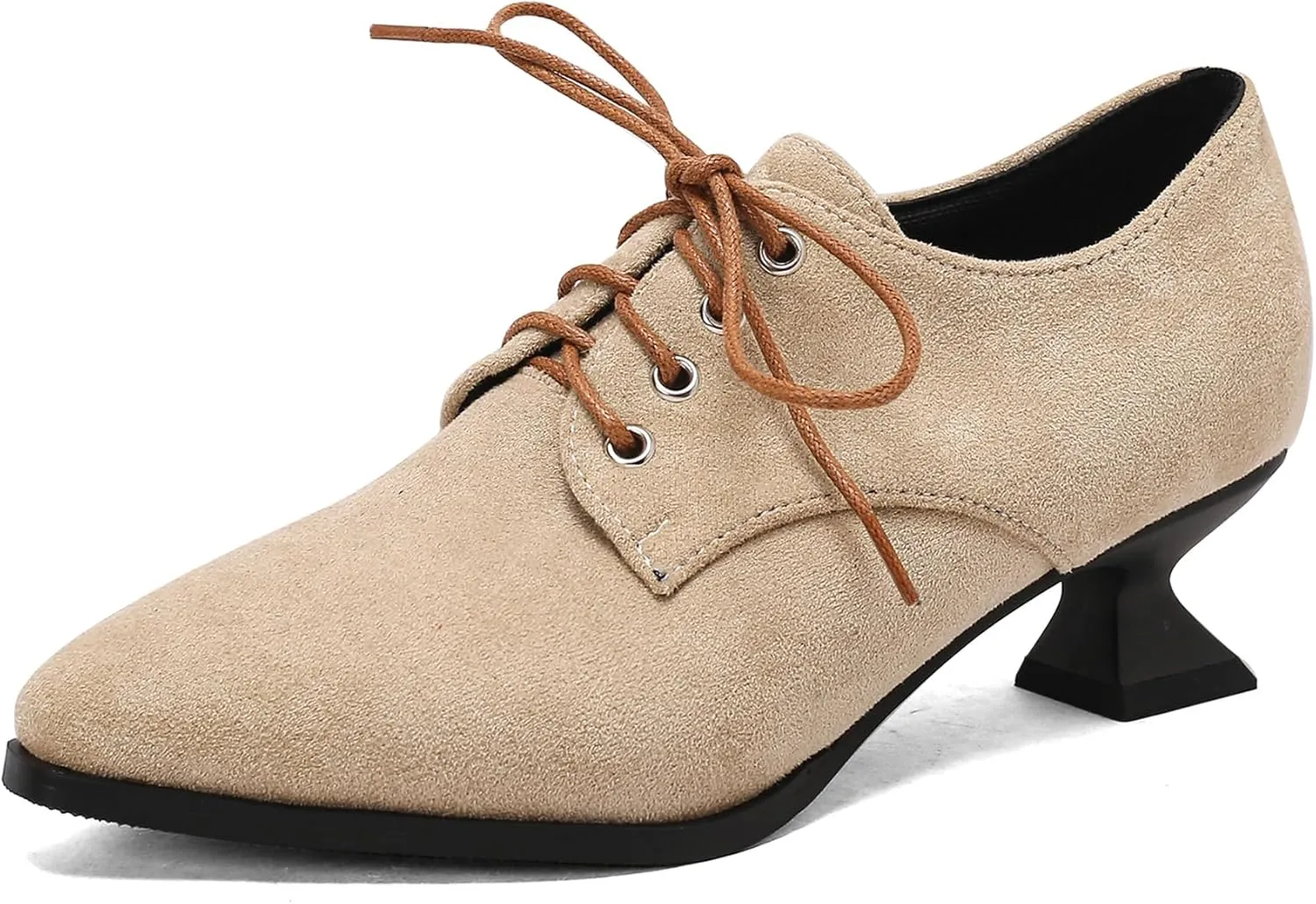 Gicoiz Women Comfy Low Kitten Heel Loafers Office Brogue Pumps