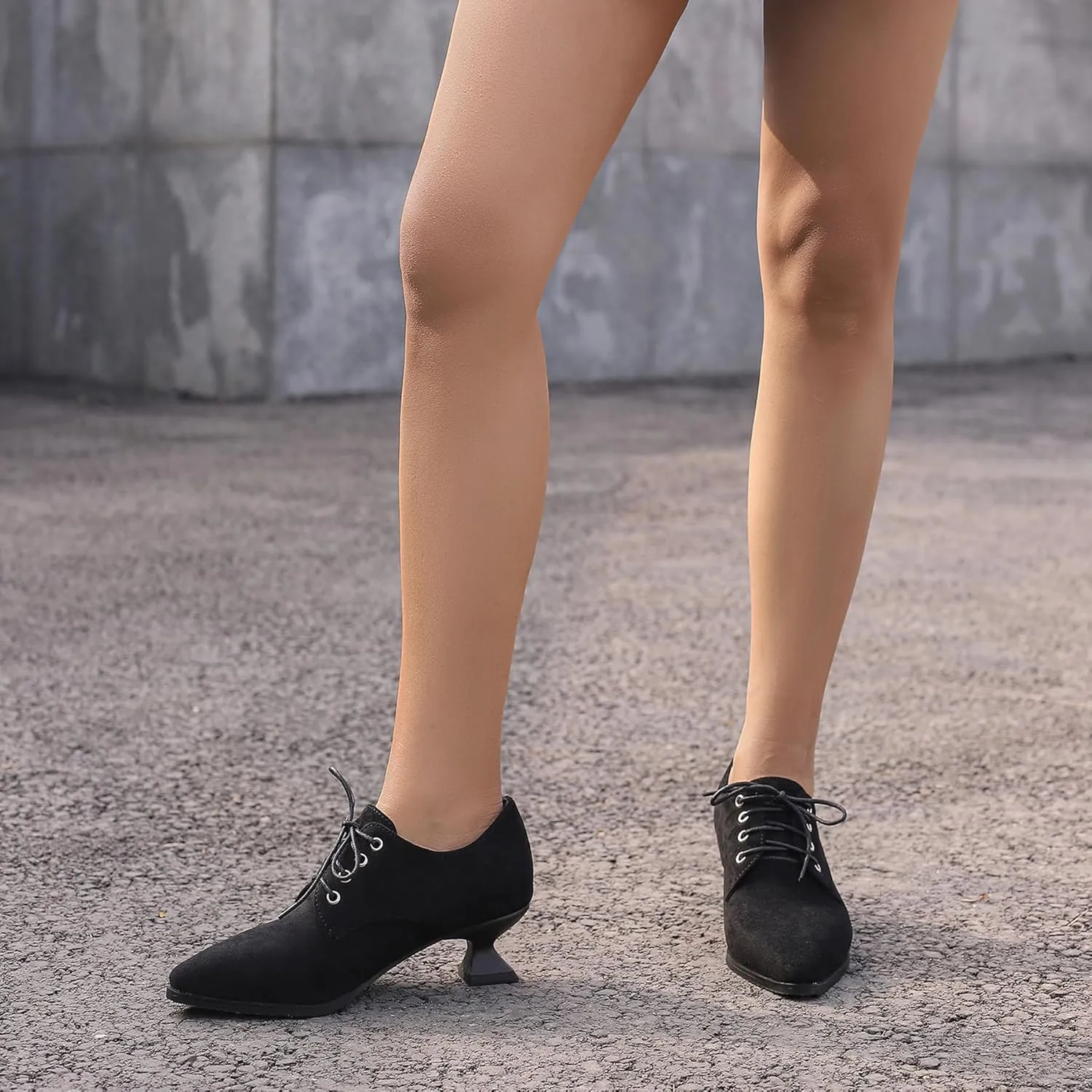 Gicoiz Women Comfy Low Kitten Heel Loafers Office Brogue Pumps
