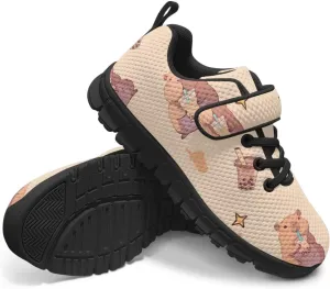Girls Pickleball Sneaker,Boys Non-Slip Spring Outdoor Sneakers,Children's Single Buckle Sneakers with Black Sole