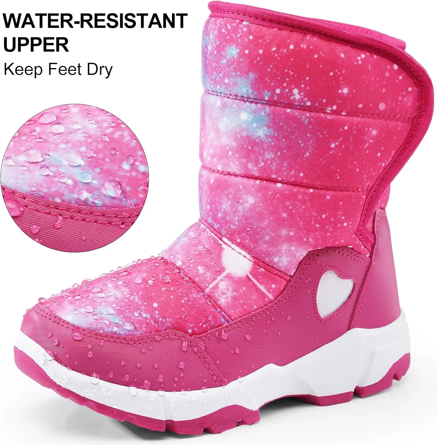 Girls Snow Boots Water-Resistant Warm Fur Lined Anti-Slip Winter Boots for Toddler/Little Kid/Big Kid