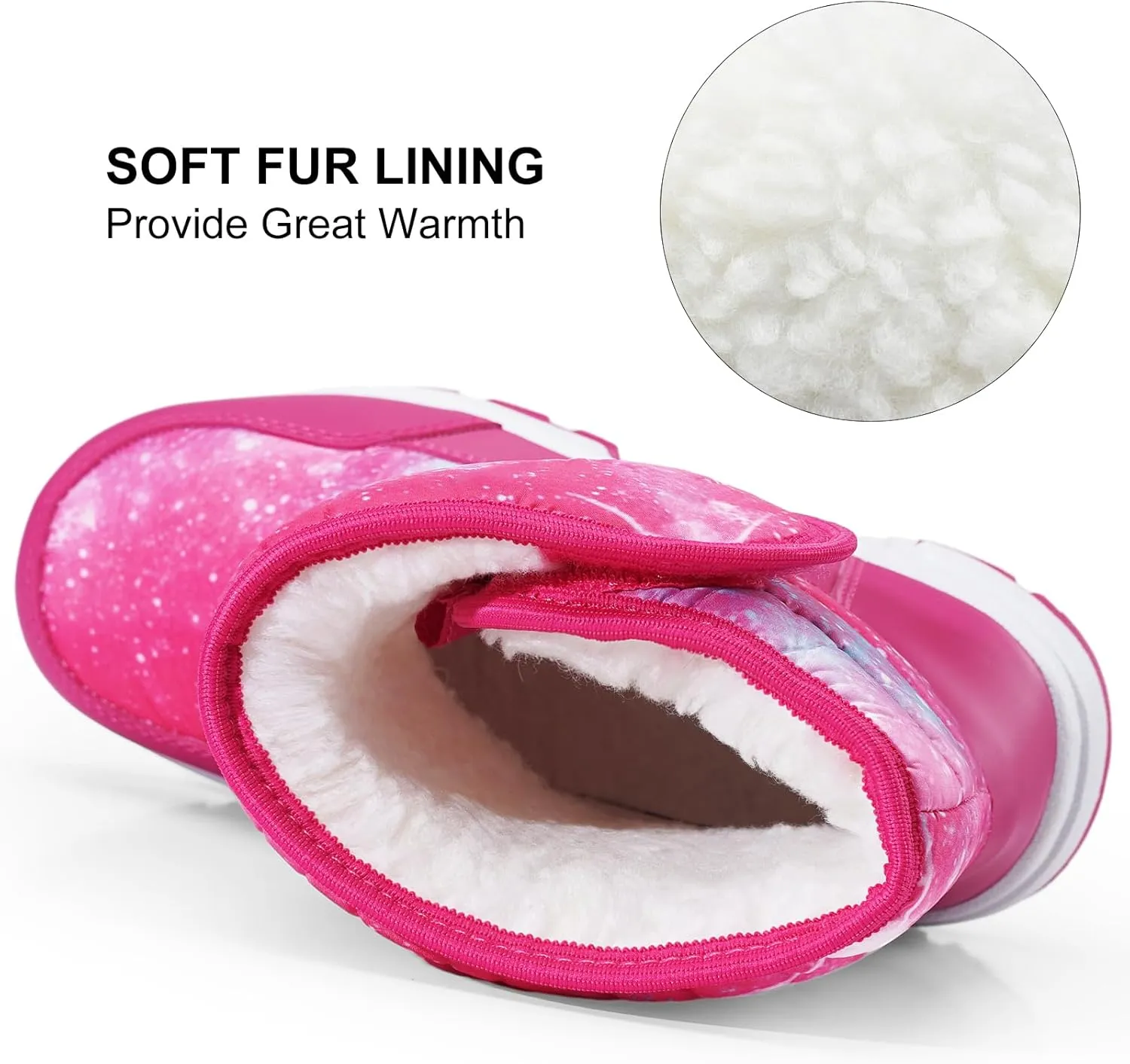 Girls Snow Boots Water-Resistant Warm Fur Lined Anti-Slip Winter Boots for Toddler/Little Kid/Big Kid