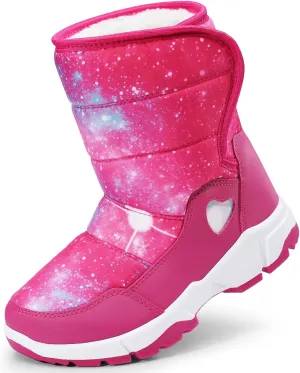 Girls Snow Boots Water-Resistant Warm Fur Lined Anti-Slip Winter Boots for Toddler/Little Kid/Big Kid