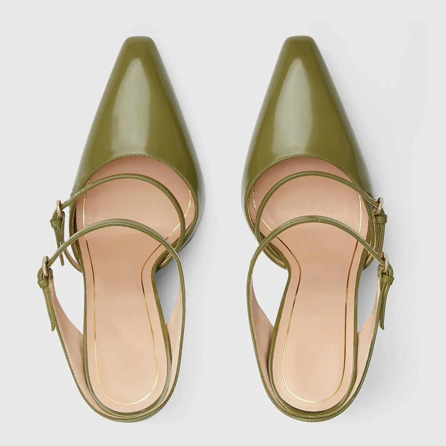 Goolita Clear Wedge Heels for Women, Closed Pointed Toe Mule Heels with Buckle Strap Sexy Backless Slip On Party Evening Shoes