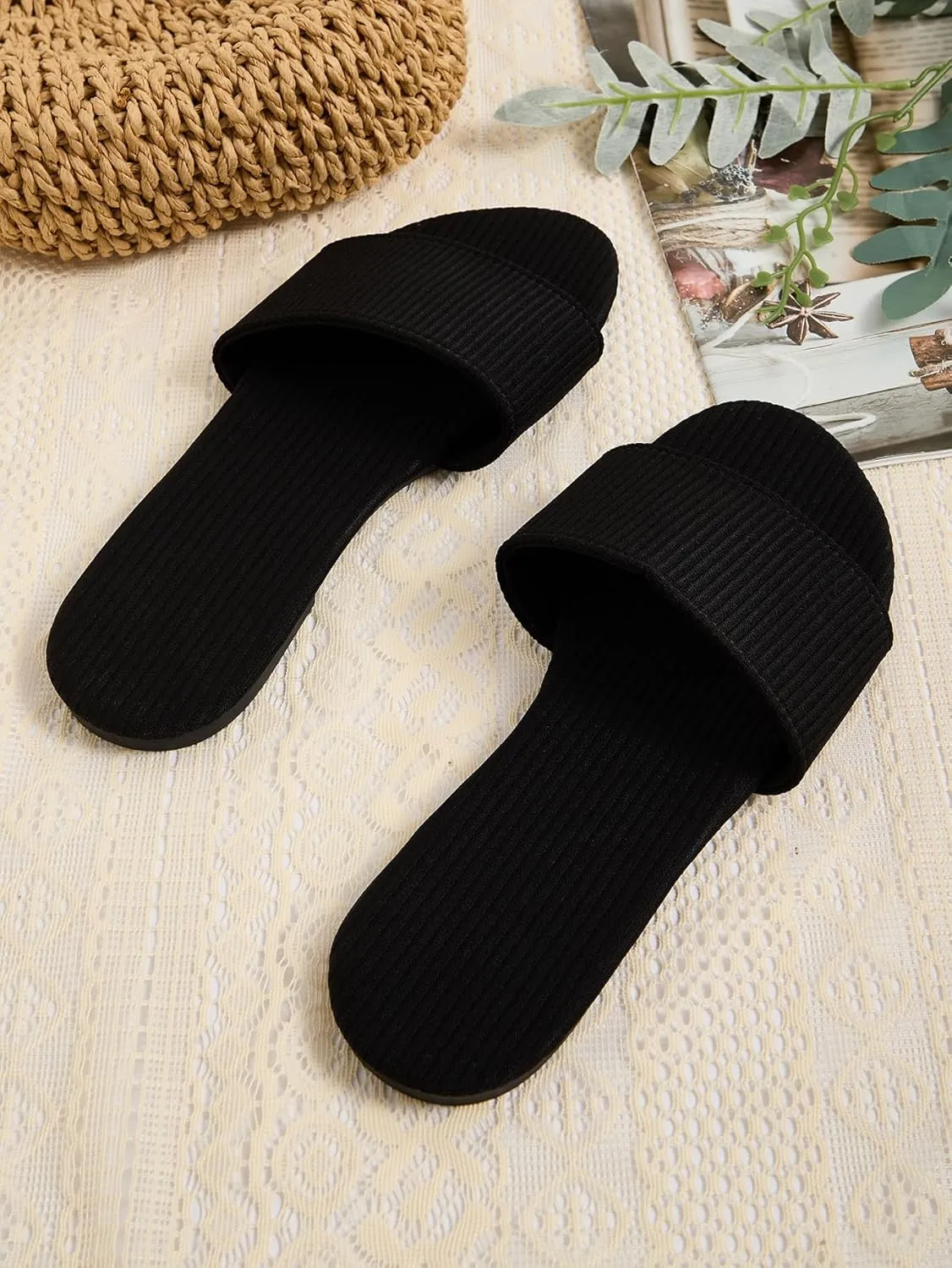 GORGLITTER Women's Casual Slide Sandals One Band Open Toe Slip On Flat Sandals