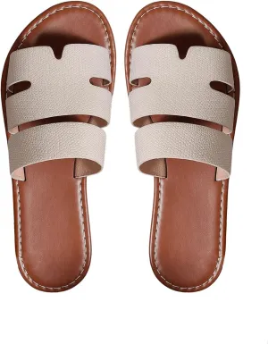 GORGLITTER Women's H Strappy Sandals Dressy Open Toe Summer Beach Sandals Comfortable Wide Width Flat Sandals