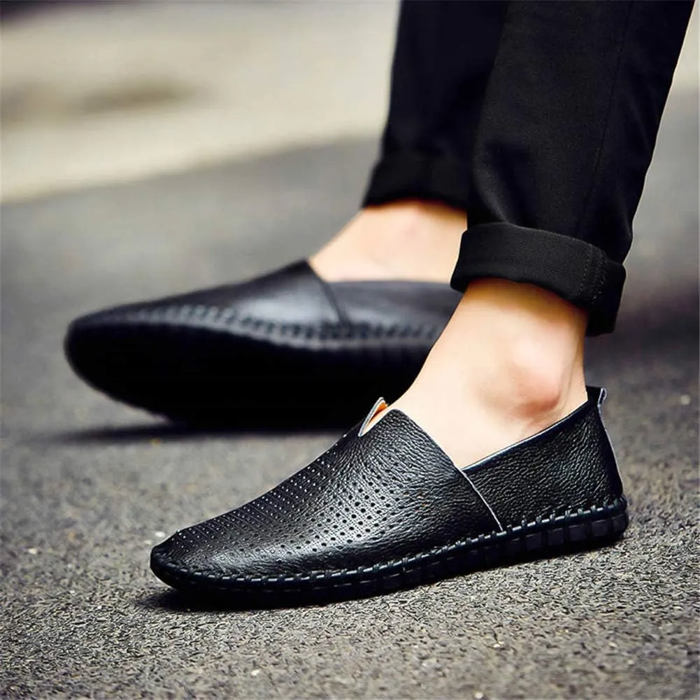 GOSPT Men's Handmade Leather Loafers Flats Driving Moccasins Slip on Shoes