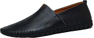 GOSPT Men's Handmade Leather Loafers Flats Driving Moccasins Slip on Shoes