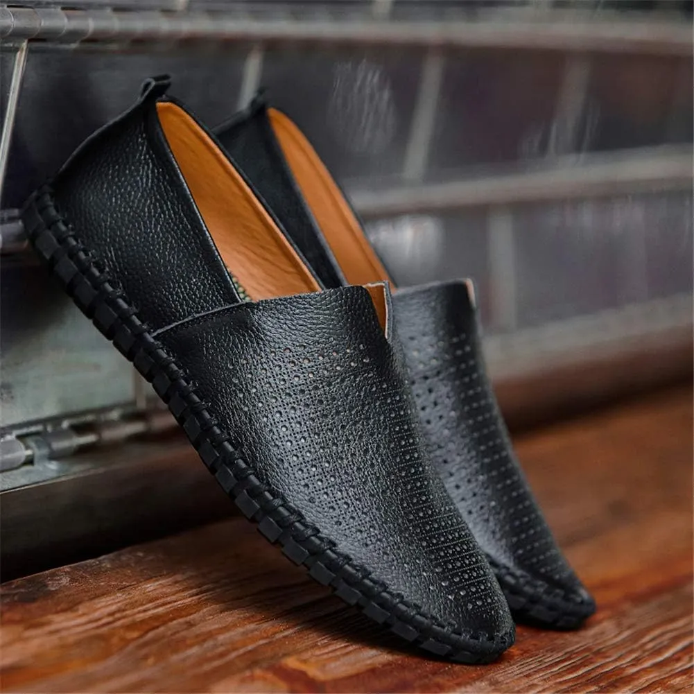 GOSPT Men's Handmade Leather Loafers Flats Driving Moccasins Slip on Shoes