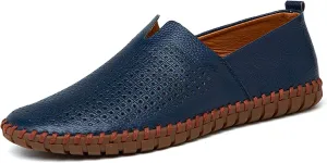 GOSPT Men's Handmade Leather Loafers Flats Driving Moccasins Slip on Shoes
