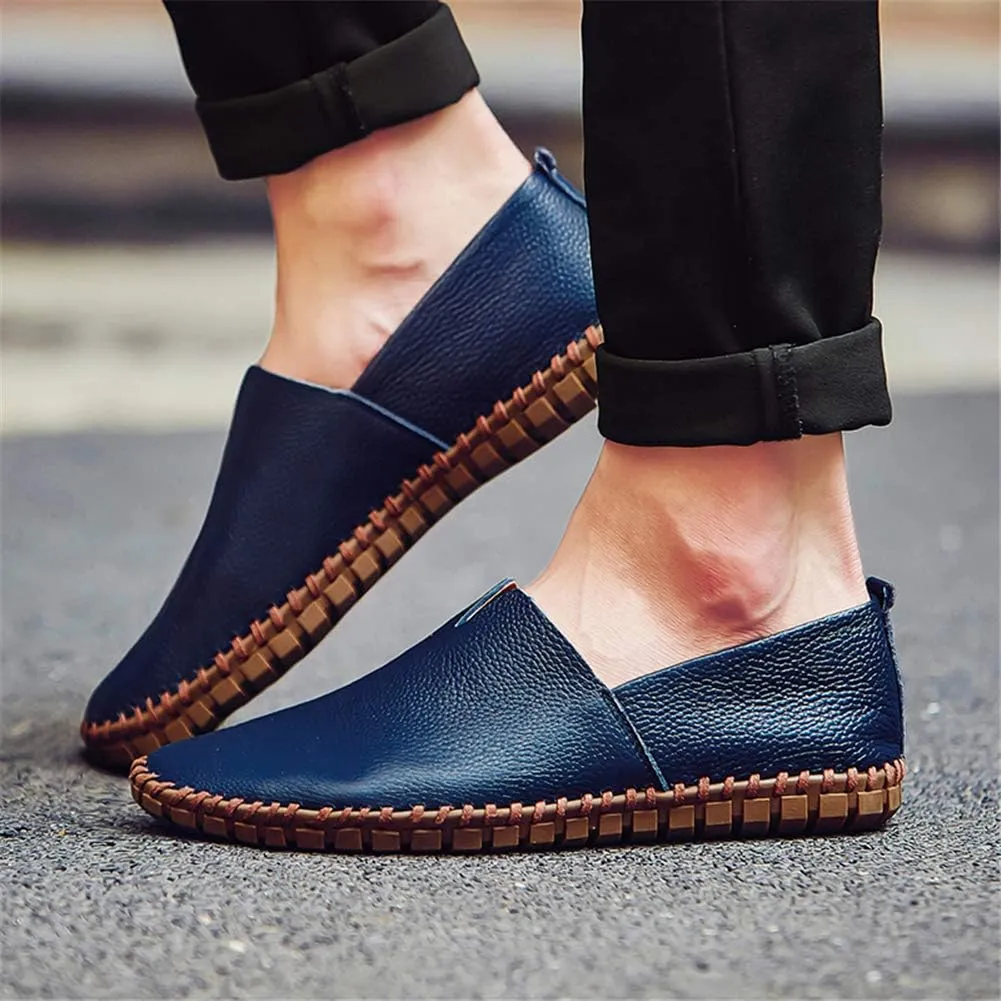 GOSPT Men's Handmade Leather Loafers Flats Driving Moccasins Slip on Shoes
