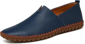GOSPT Men's Handmade Leather Loafers Flats Driving Moccasins Slip on Shoes