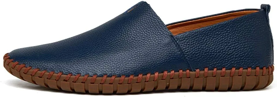 GOSPT Men's Handmade Leather Loafers Flats Driving Moccasins Slip on Shoes