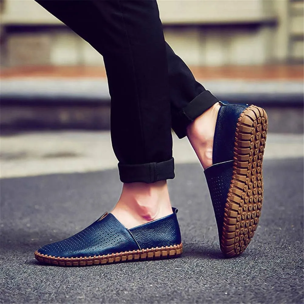 GOSPT Men's Handmade Leather Loafers Flats Driving Moccasins Slip on Shoes