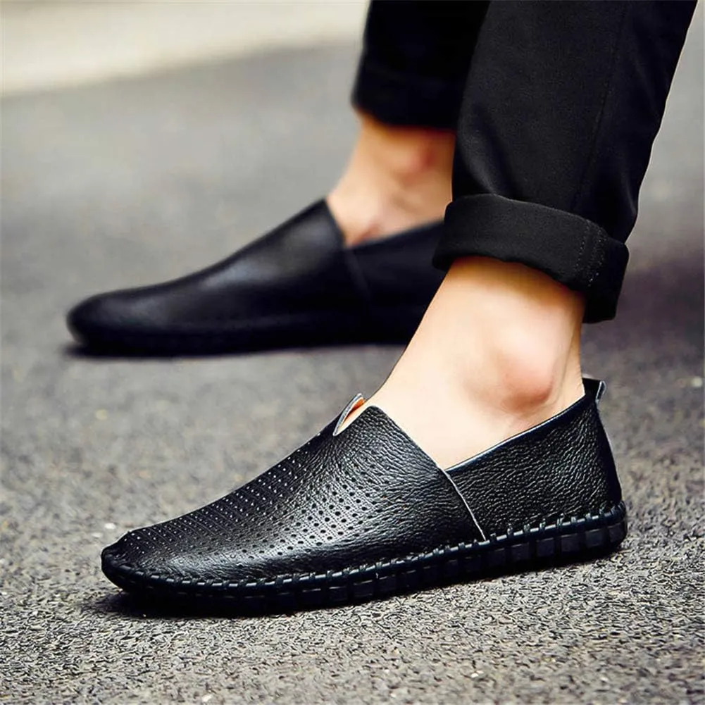 GOSPT Men's Handmade Leather Loafers Flats Driving Moccasins Slip on Shoes