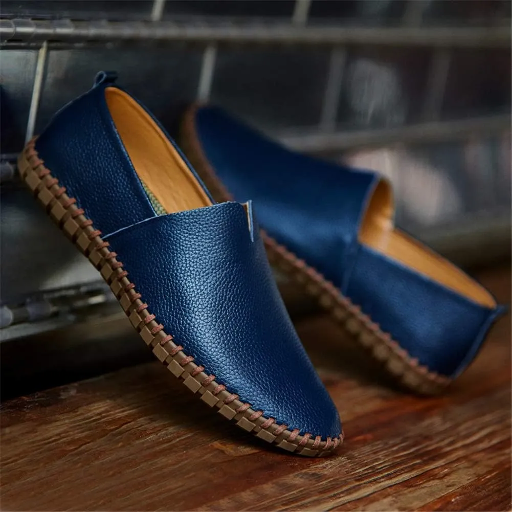 GOSPT Men's Handmade Leather Loafers Flats Driving Moccasins Slip on Shoes