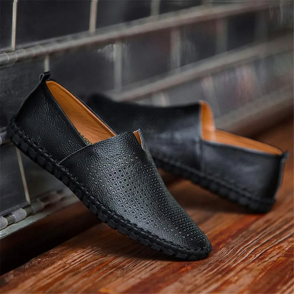 GOSPT Men's Handmade Leather Loafers Flats Driving Moccasins Slip on Shoes