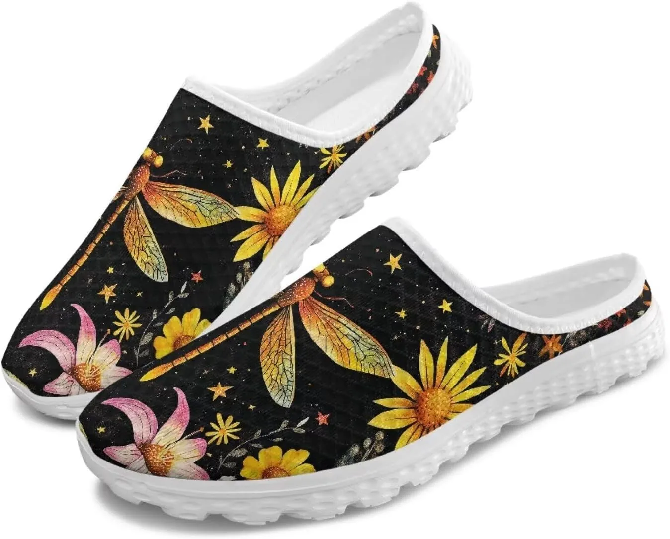 GOSTONG Mules for Women Slip-On Lightweight Open Back Casual Slippers Mesh Breathable Non Slip Walking Shoes for Home Work Size 6-13.5