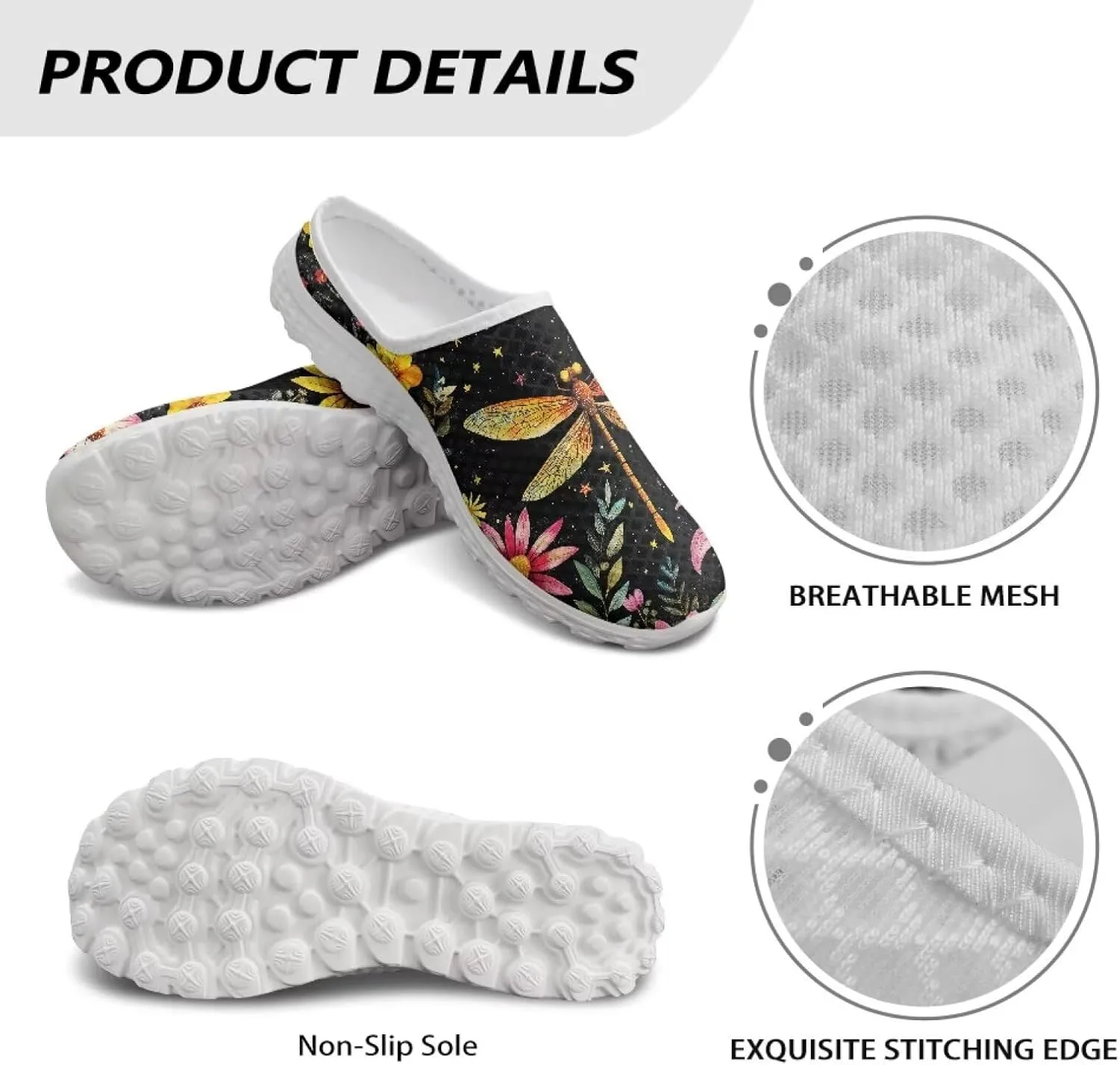 GOSTONG Mules for Women Slip-On Lightweight Open Back Casual Slippers Mesh Breathable Non Slip Walking Shoes for Home Work Size 6-13.5