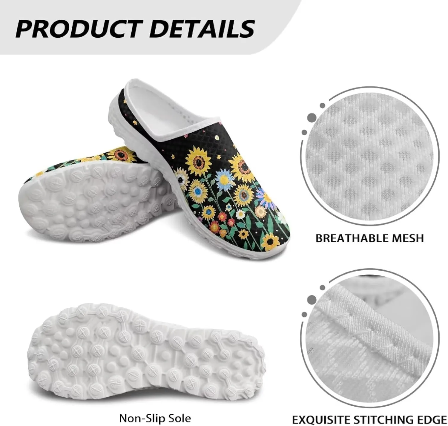 GOSTONG Slip-On Mules & Clogs for Women Light Open Back Shoes Comfort Walking Shoes Breathable Non Slip House Slippers Size 6-13.5