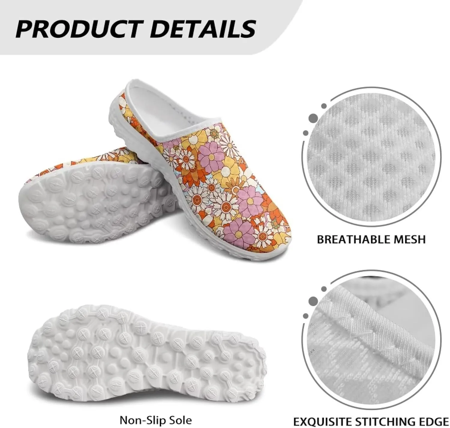 GOSTONG Womens Garden Clogs Shoes Slip-On Backless Mules Mesh Breathable Casual Home Slippers Non Slip Walking Shoes Size 6-13.5