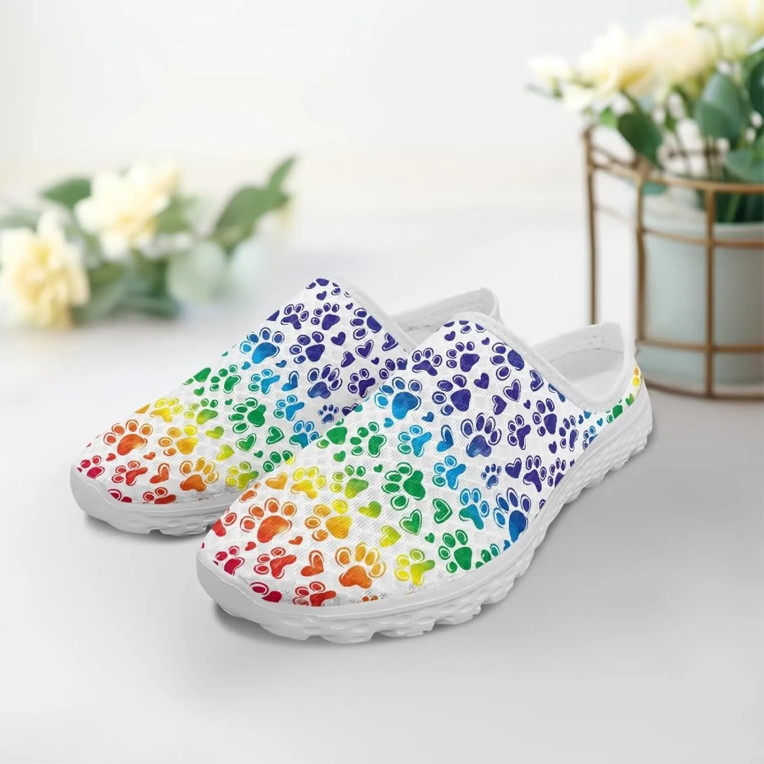 GOSTONG Womens Garden Clogs Shoes Slip-On Backless Mules Mesh Breathable Casual Home Slippers Non Slip Walking Shoes Size 6-13.5