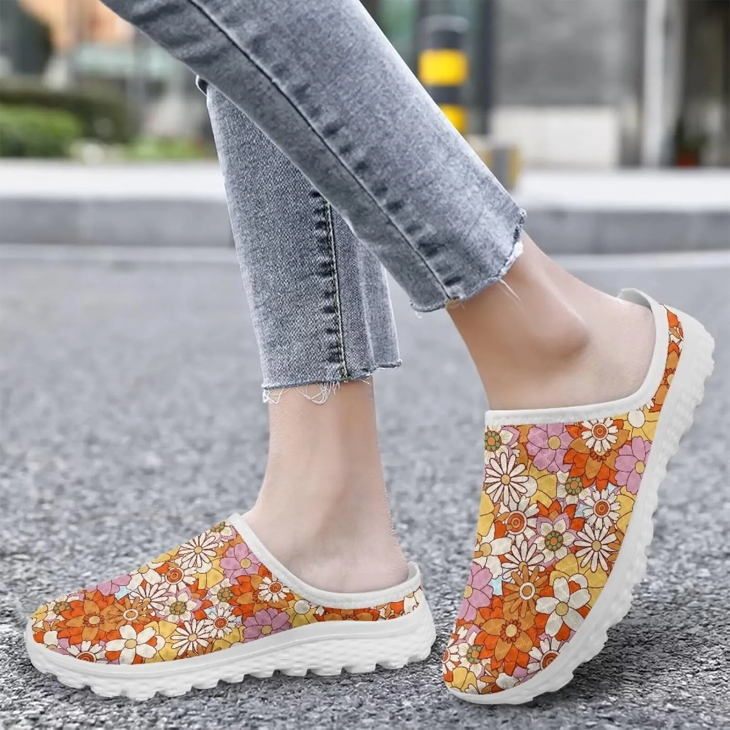 GOSTONG Womens Garden Clogs Shoes Slip-On Backless Mules Mesh Breathable Casual Home Slippers Non Slip Walking Shoes Size 6-13.5