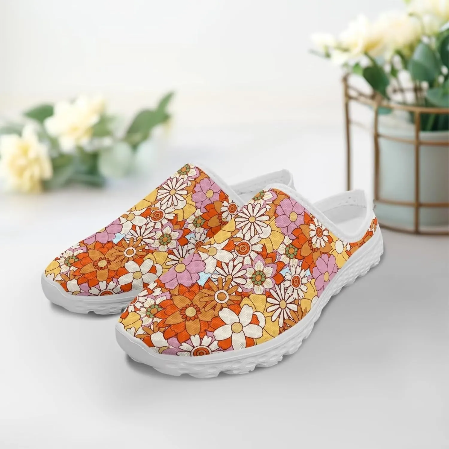 GOSTONG Womens Garden Clogs Shoes Slip-On Backless Mules Mesh Breathable Casual Home Slippers Non Slip Walking Shoes Size 6-13.5