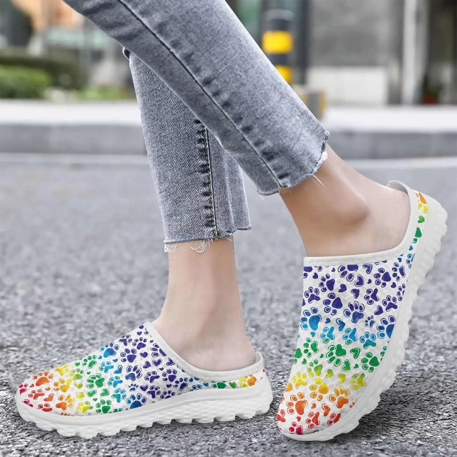 GOSTONG Womens Garden Clogs Shoes Slip-On Backless Mules Mesh Breathable Casual Home Slippers Non Slip Walking Shoes Size 6-13.5