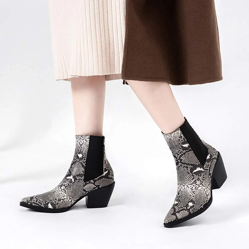 Gracemee Women Classic Chelsea Boots Block High Heels Ankle Boots