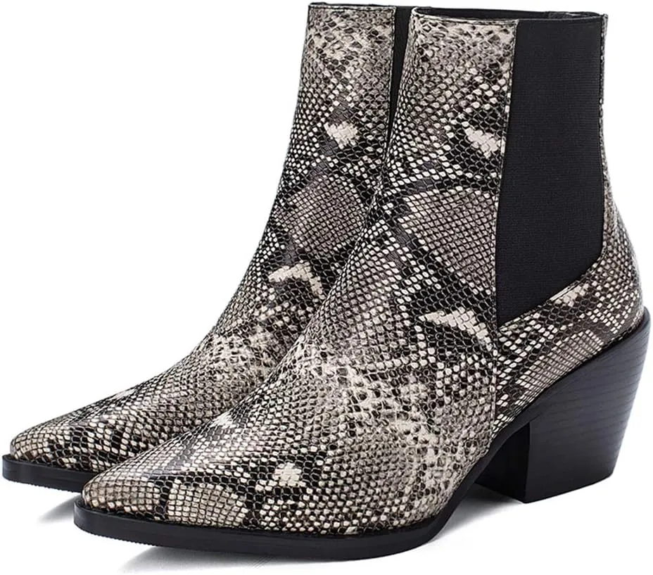 Gracemee Women Classic Chelsea Boots Block High Heels Ankle Boots