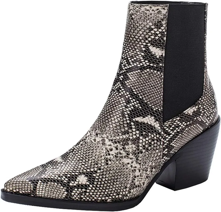 Gracemee Women Classic Chelsea Boots Block High Heels Ankle Boots