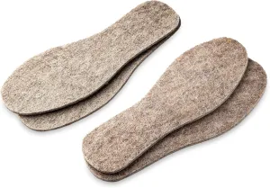 Gray Felt Insoles Warm Unisex Pack of 2