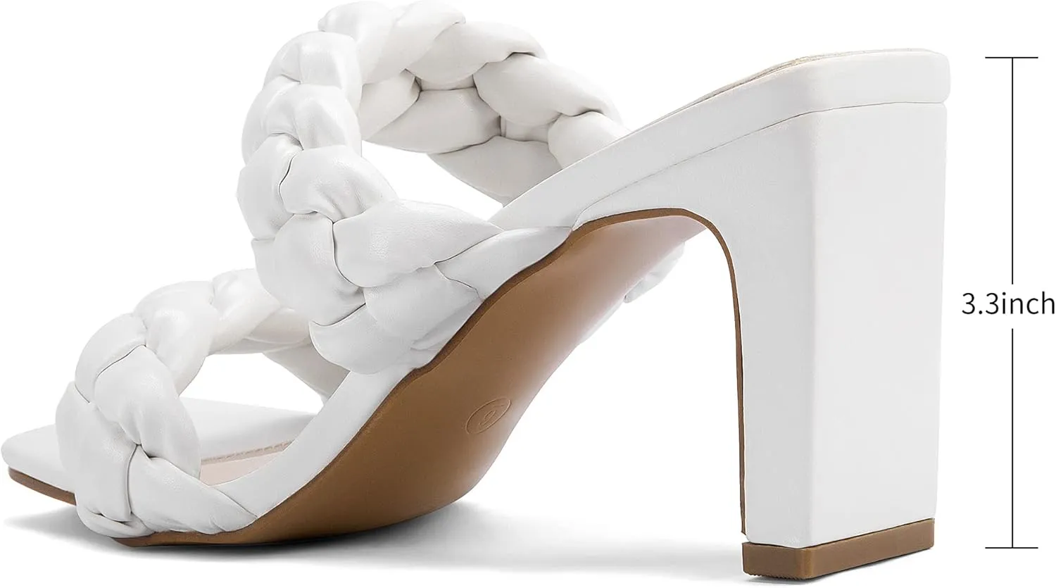 Greatonu Braided Sandals for Women Square Toe Block Heeled Sandals Two Strappy Mule Dress Shoes